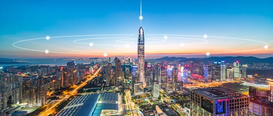 Foto auf Acrylglas Shenzhen City Scenery and Big Data Concept © karsty