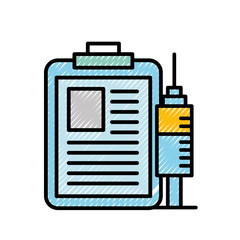 clipboard medical report and syringe