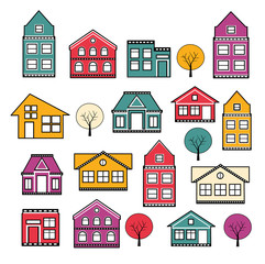 Silhouette set of city