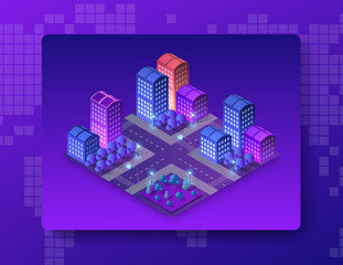 Fototapeta premium Set of modern isometric buildings