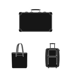 Vector illustration of suitcase and baggage symbol. Set of suitcase and journey stock symbol for web.