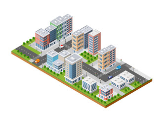 Vector isometric urban architecture