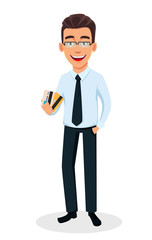 Obraz premium Handsome businessman in office style clothes