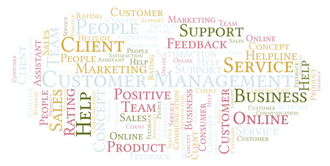 Customer Management word cloud.