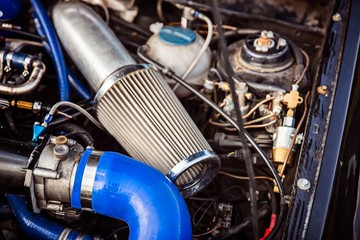 Sport air filter in a gasoline turbocharged car engine