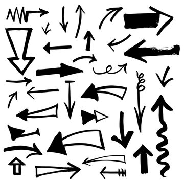 Hand-drawn arrows set. Vector sketch illustration.