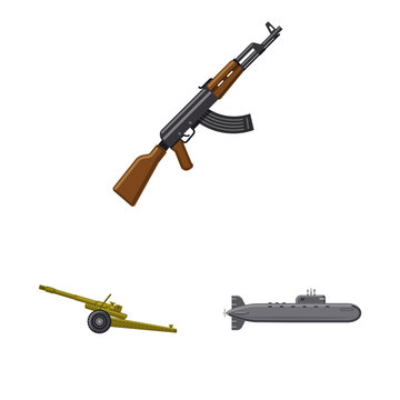 Isolated object of weapon and gun icon. Collection of weapon and army stock vector illustration.