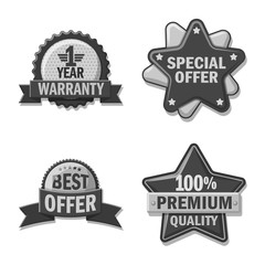 Isolated object of emblem and badge logo. Collection of emblem and sticker stock symbol for web.