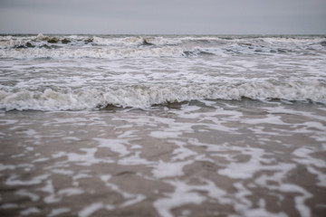 view of the sea, coastline, summer landscape in evening, sunset