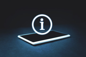 Information Symbol on white tablet. Business concept