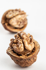 large walnuts on white background