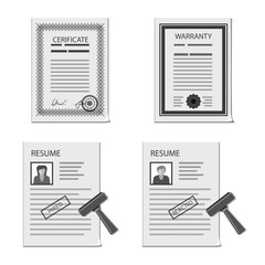 Vector illustration of form and document sign. Set of form and mark stock symbol for web.