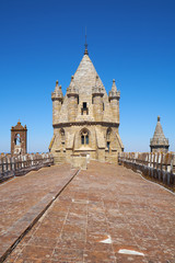 Fototapeta na wymiar Lantern tower over the roof of Cathedral of Evora. Evora. Portugal