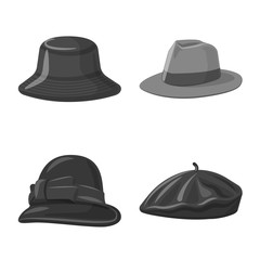 Isolated object of headgear and cap symbol. Set of headgear and accessory vector icon for stock.