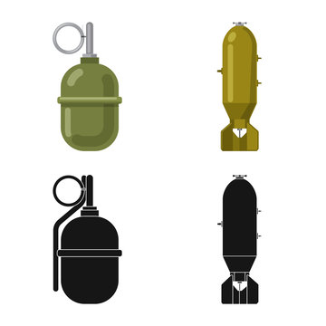 Isolated object of weapon and gun logo. Set of weapon and army vector icon for stock.