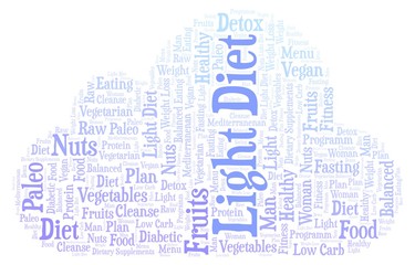 Word cloud with text Light Diet on a white background.