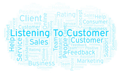 Obraz premium Listening To Customer word cloud.
