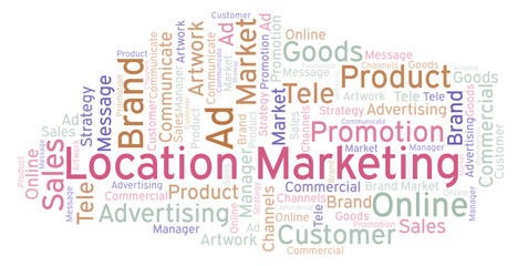Word cloud with text Location Marketing.
