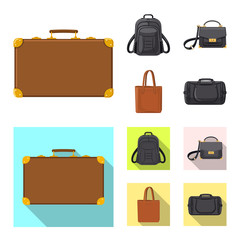 Vector design of suitcase and baggage sign. Collection of suitcase and journey vector icon for stock.