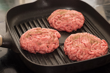 Minced meat on fring pan