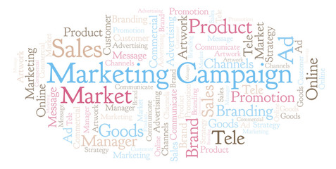Obraz premium Word cloud with text Marketing Campaign.