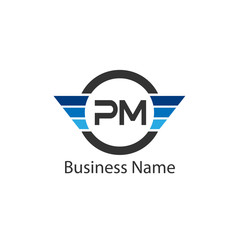 Initial Letter PM Logo Template Design