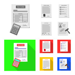 Isolated object of form and document logo. Collection of form and mark stock symbol for web.