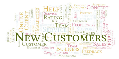 Fototapeta premium New Customers word cloud.