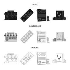 Isolated object of pharmacy and hospital sign. Set of pharmacy and business stock symbol for web.