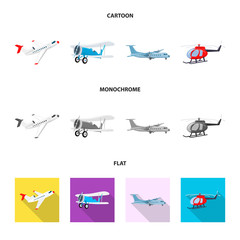 Vector illustration of plane and transport sign. Collection of plane and sky vector icon for stock.