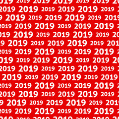 New Year 2019 seamless pattern