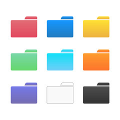  computer folder icons set - business data archive illustration isolated