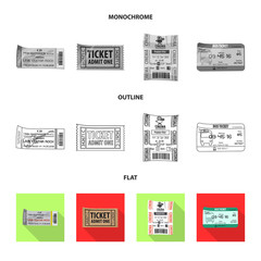 Vector design of ticket and admission icon. Set of ticket and event stock symbol for web.