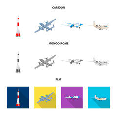 Vector design of plane and transport icon. Collection of plane and sky stock symbol for web.