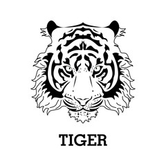 Beautiful Airbrush Painting Fierce Tiger Head On black and white Toned