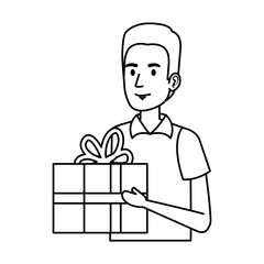 delivery worker with gift character