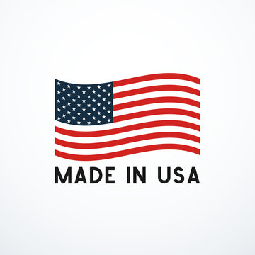 Made in USA badge with USA flag elements. Vector illustration