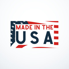 Made in USA badge with USA flag elements. Vector illustration