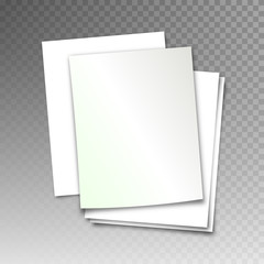 Vector white paper with shadow on transparent background 