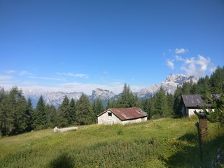 Fototapeta na wymiar Hut in the mountains in Bavaria Austria Tyrol Germany diary farm