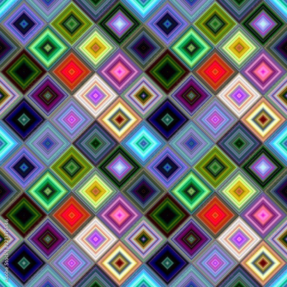 Wall mural colorful abstract geometric diagonal square mosaic pattern background - repeatable graphic