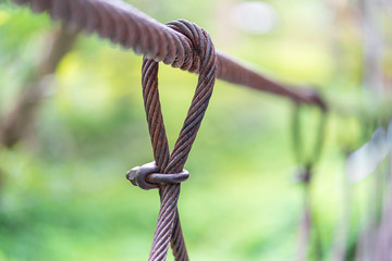 Steel wire rope lifeline on the bridge