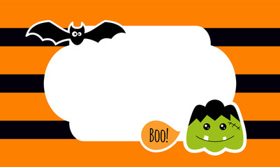 Cute Halloween background with stickers. Vector