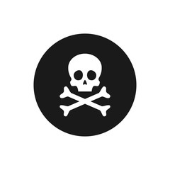 Skull and crossbones icon. Poison warning sign. Vector illustration