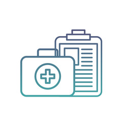 clipboard medical report and kit first aid