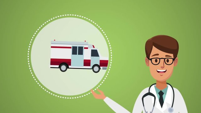 Doctor and ambulance HD animation