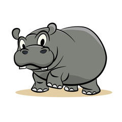 Cute grey hippo vector illustration