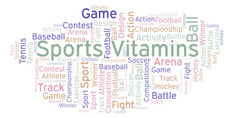 Obraz premium Sports Vitamins word cloud.