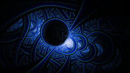 Fototapeta premium Stained glass. Neon pattern. 3D surreal illustration. Sacred geometry. Mysterious psychedelic relaxation pattern. Fractal abstract texture. Digital artwork graphic astrology magic