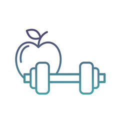healthcare lifestyle weight barbell and apple